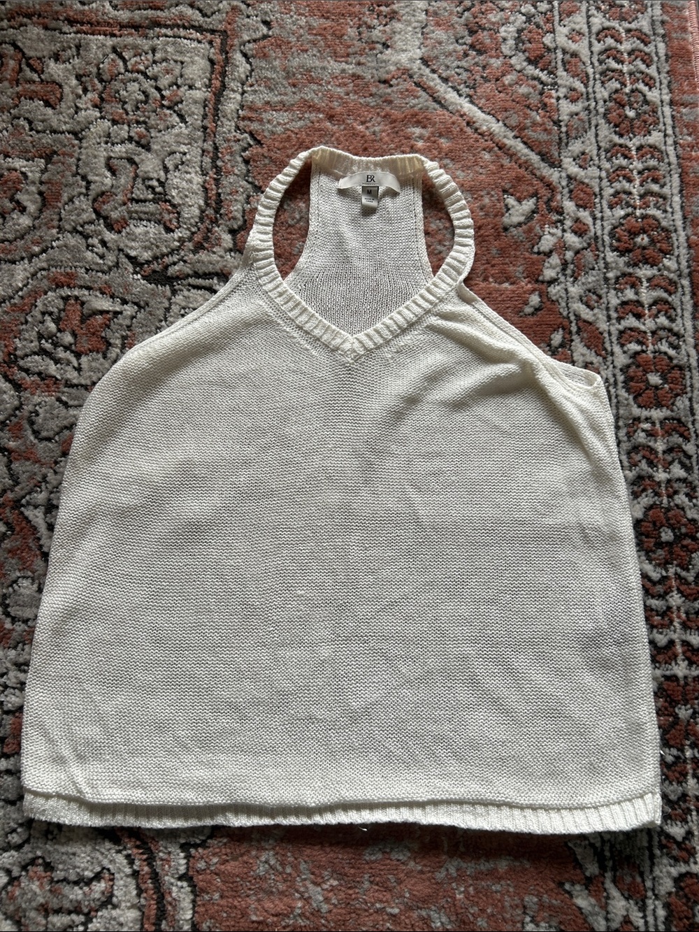 Banana Republic Cream V-Neck/racerback Sleeveless Knit Top